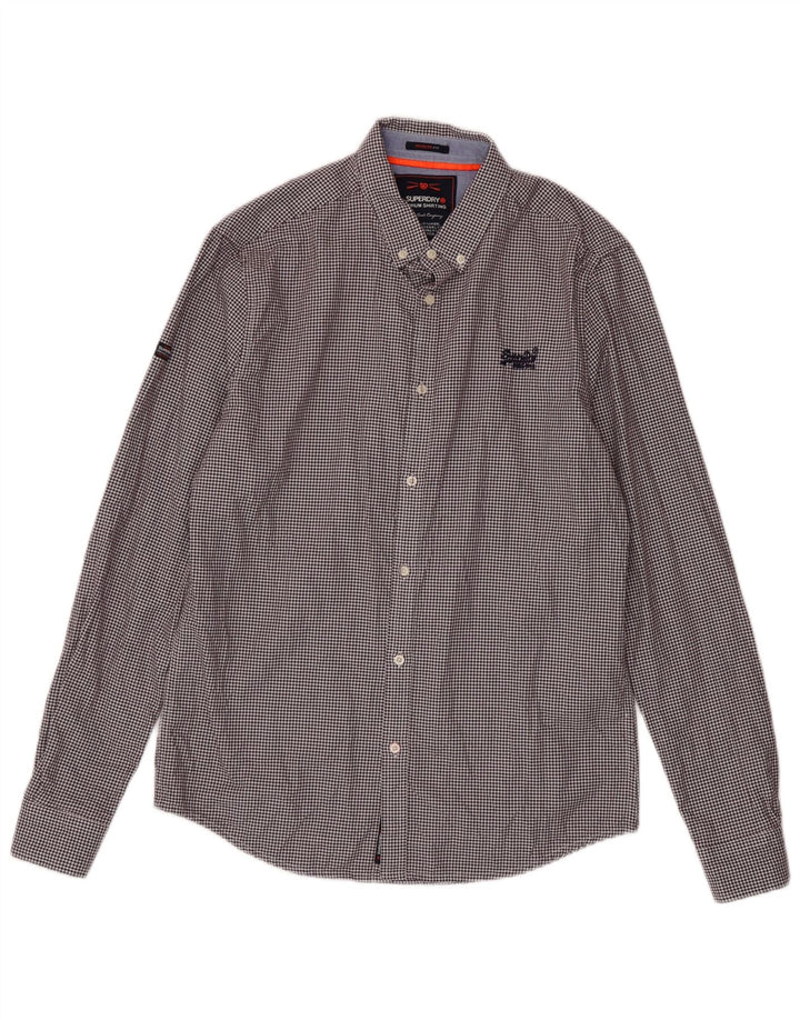 Superdry Chemise Homme Bordeaux Moyen Pied-de-Poule Coton
