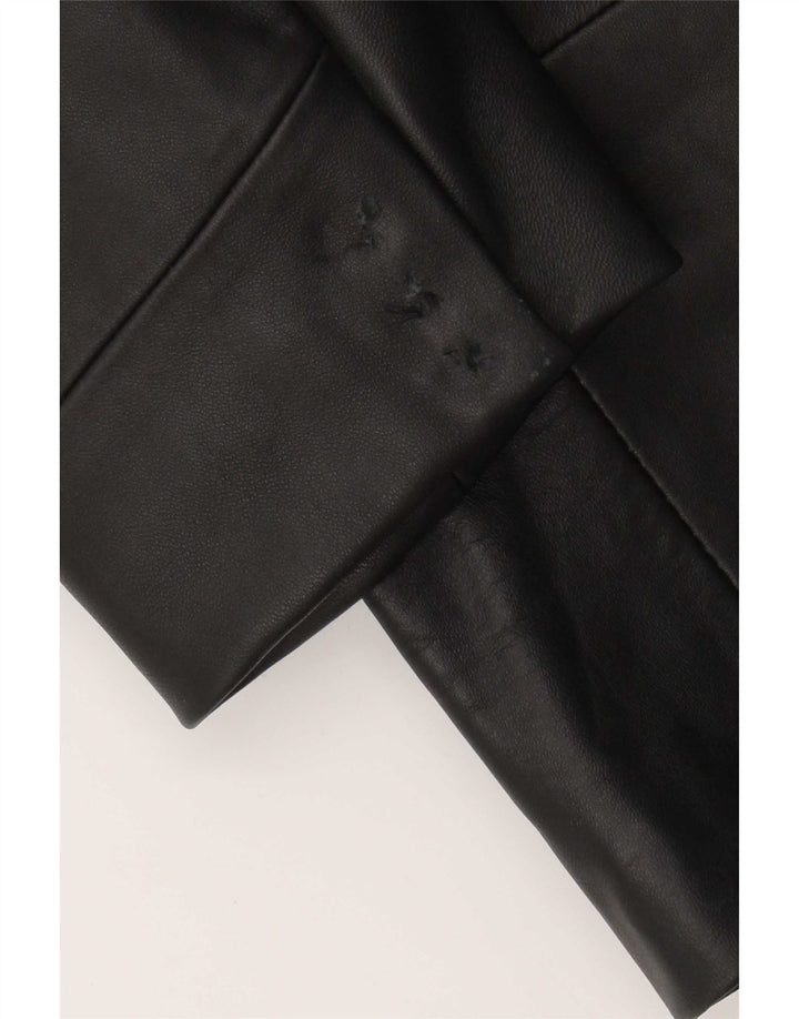 vintage Homme 3 Boutons Veste Blazer En Cuir IT 52 XL Noir