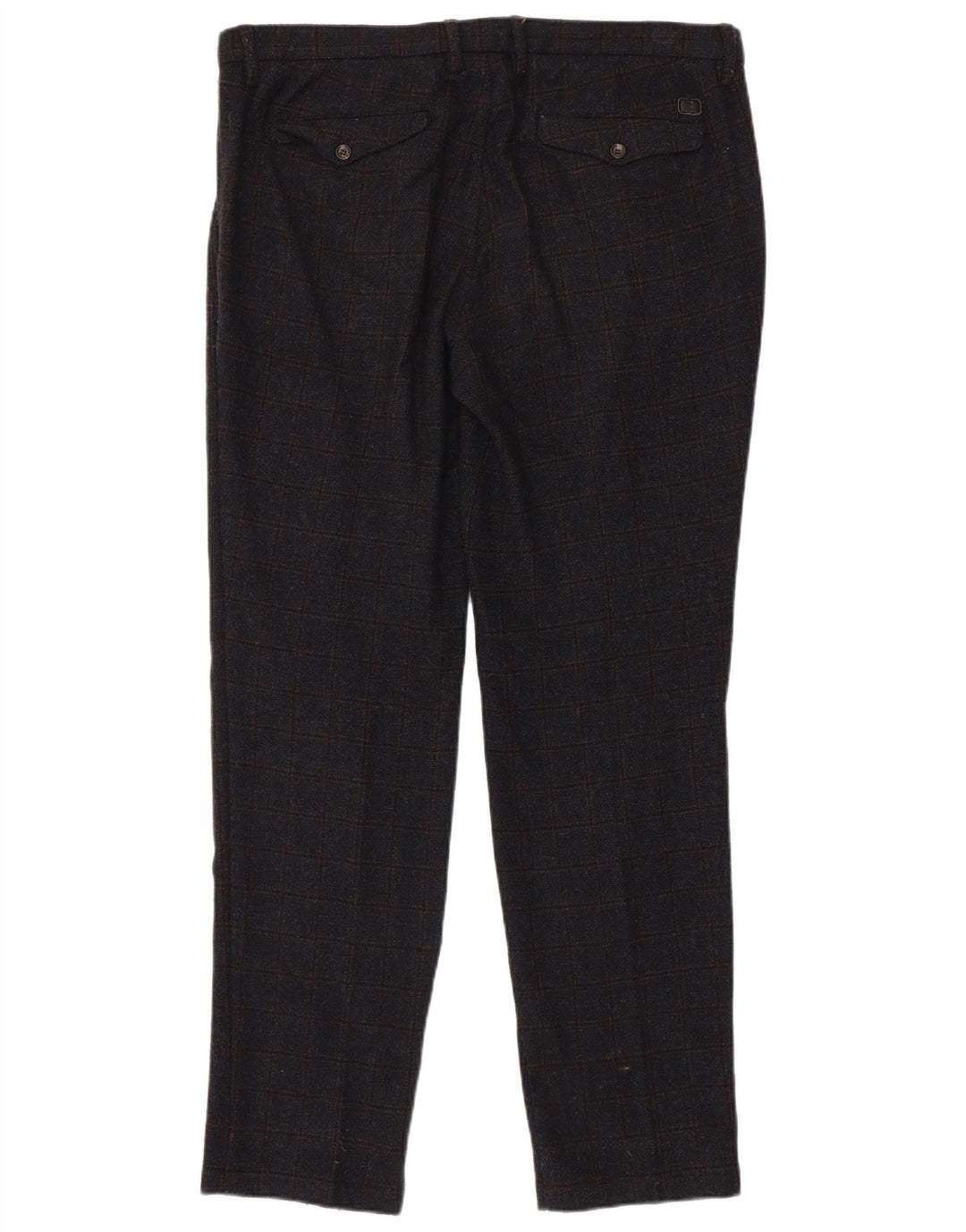 Trussardi Pantalon De Costume Droit W38 L33 Bleu Marine À Carreaux