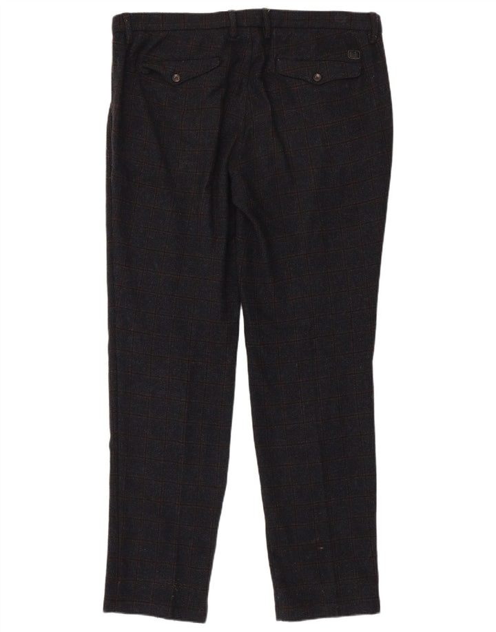 Trussardi Pantalon De Costume Droit W38 L33 Bleu Marine À Carreaux