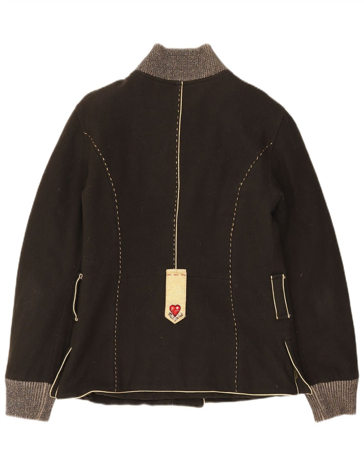 Calvin Klein Womens Graphic Bomber Jacket UK 14 Grande laine kaki