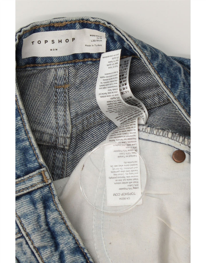 Topshop Jean Mom Fuselé Femme W26 L32 Bleu Polyester