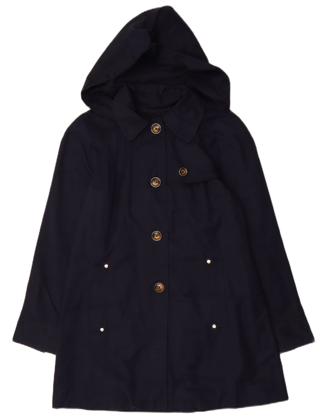 LONDON FOG Trench à capuche pour femme UK 14 en coton bleu marine moyen
