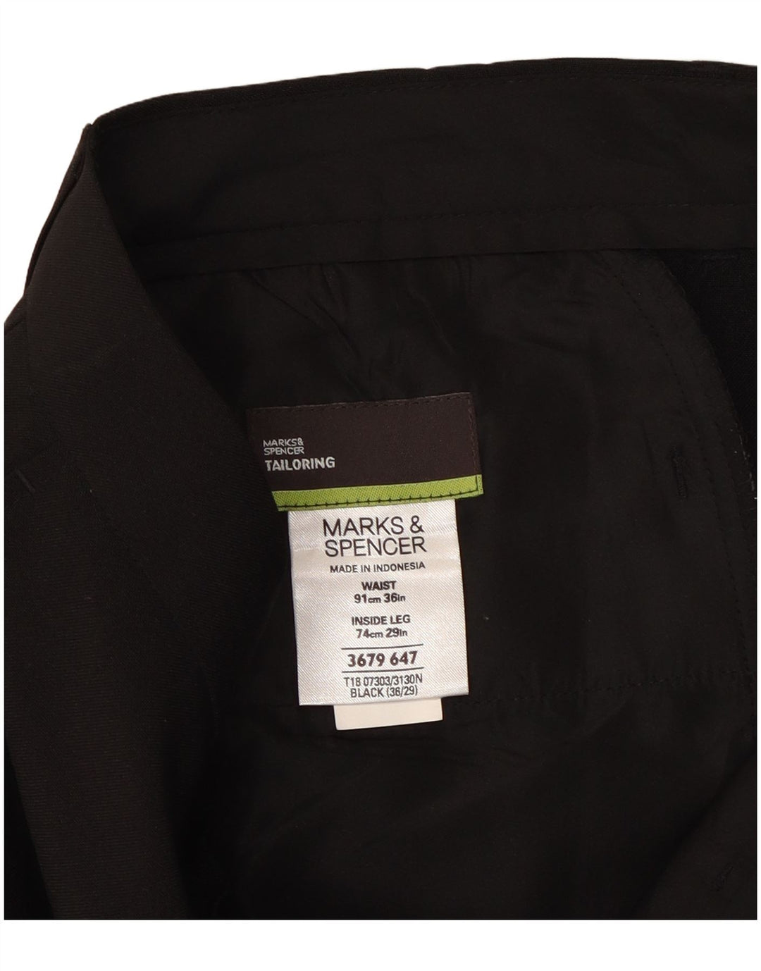 Marks & Spencer Pantalon Chino Droit Homme W36 L29 Noir Polyester