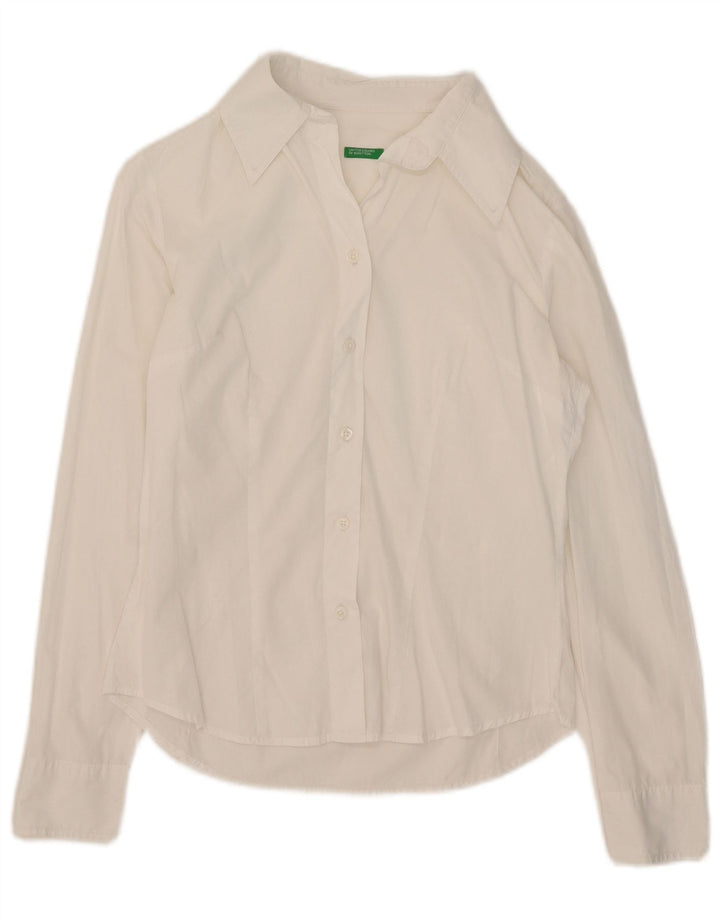 Benetton Chemise Femme UK 12 Medium Blanc