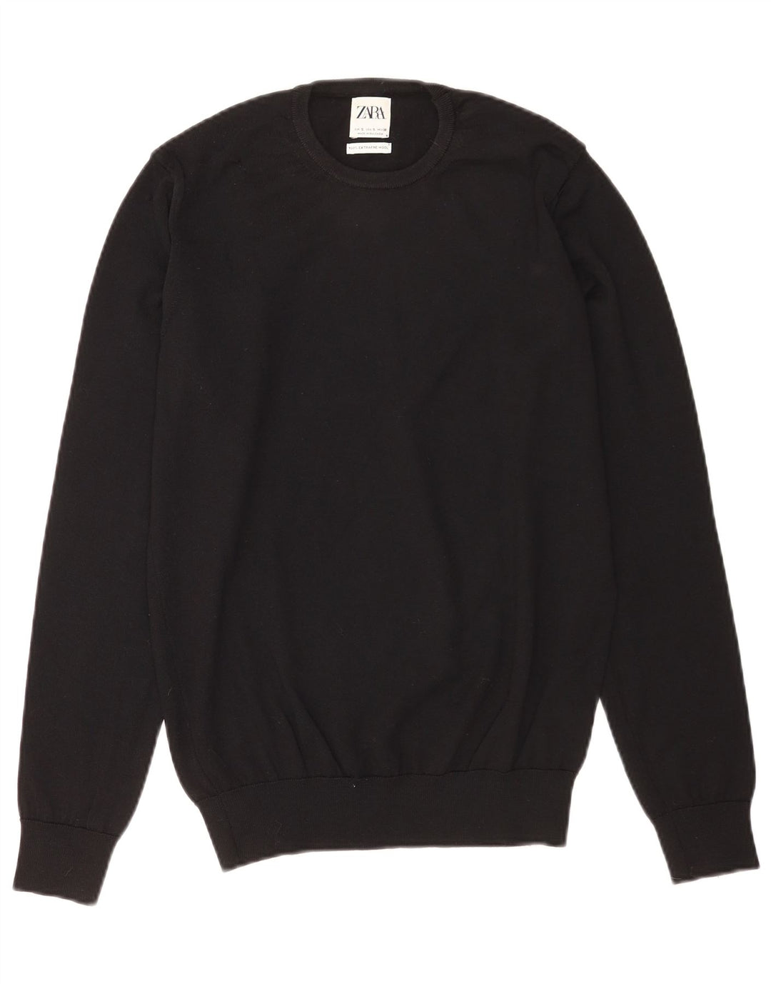Zara Pull ras du cou pour homme en laine noire Taille S