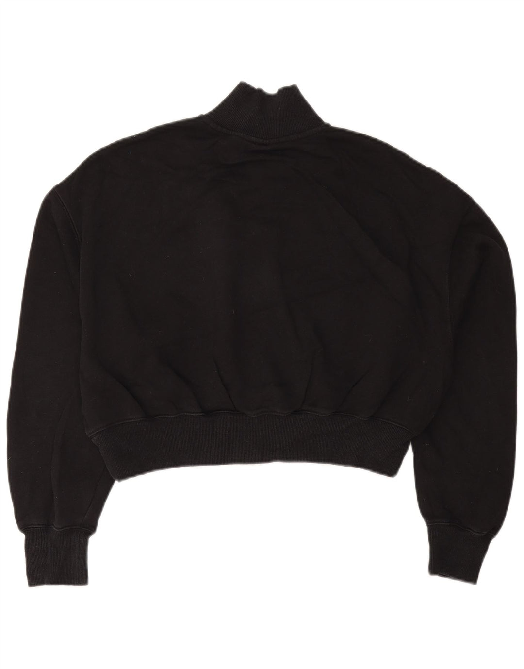 NIKE Femmes Crop Zip Neck Sweatshirt Jumper UK 14 Moyen Noir Coton