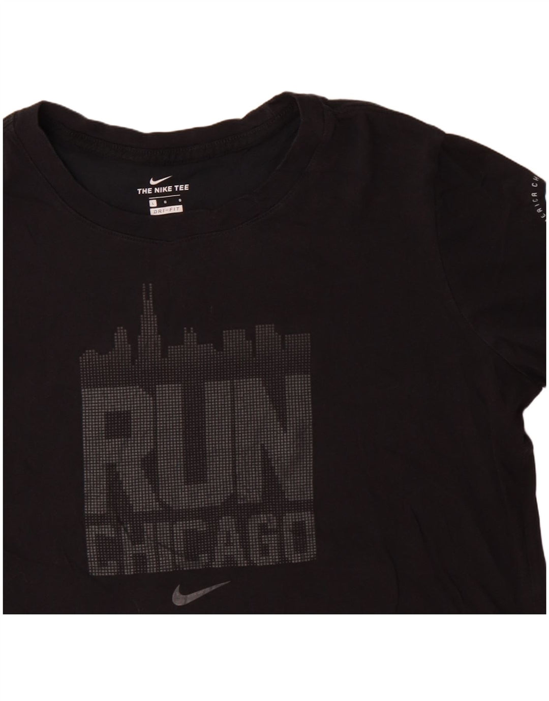 NIKE Womens Dri Fit Graphic T-Shirt Top UK 16 Grand Noir Coton