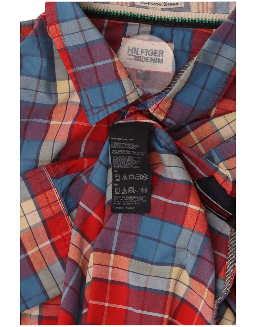 Tommy Hilfiger Chemise Homme Grand Carreau Rouge Coton