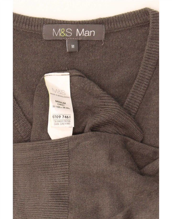 Marks & Spencer Pull Col V Homme Gris Moyen Acrylique