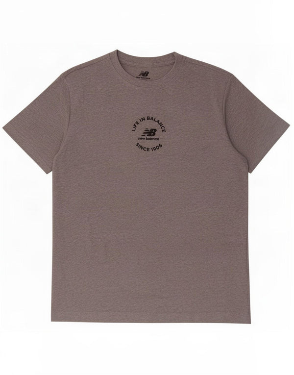 New Balance T-Shirt Graphique Homme Top XS Gris Coton