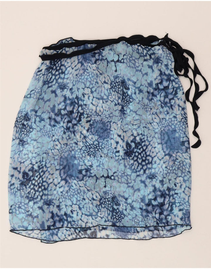 jupe portefeuille femme vintage W30 imprimé animal bleu moyen