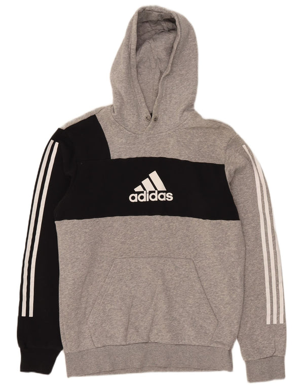 Adidas Pull à capuche graphique pour homme en coton color block gris moyen