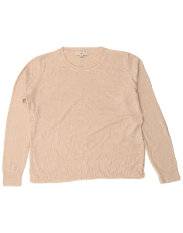 Marks & Spencer Pull col bateau pour femme UK 16 Large Beige Acrylique