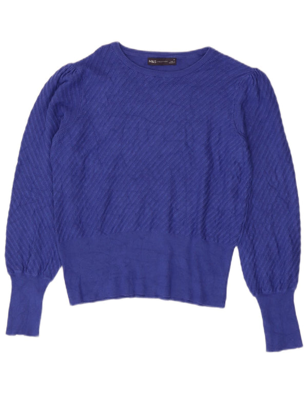 Marks & Spencer Pull col bateau pour femme UK 12 Bleu moyen