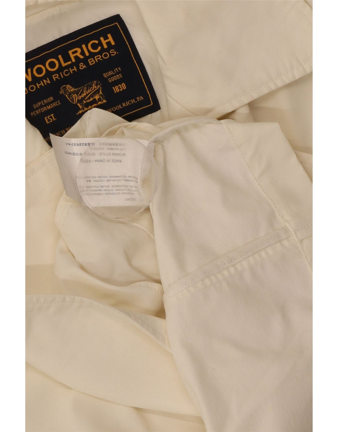 WOOLRICH Caban court pour femme UK 6 XS en coton blanc cassé