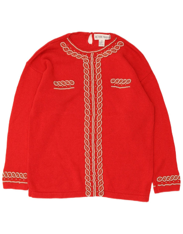 Victoria Harbour Pull col bateau pour femme UK 14 Ramie rouge moyen