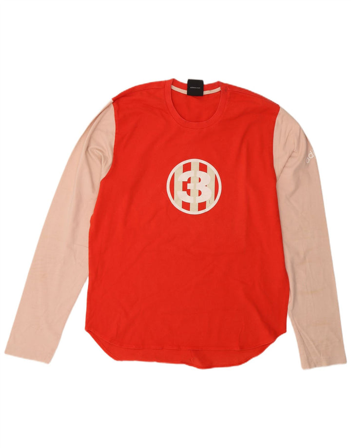 ADIDAS Haut graphique à manches longues pour homme en coton color block rouge moyen