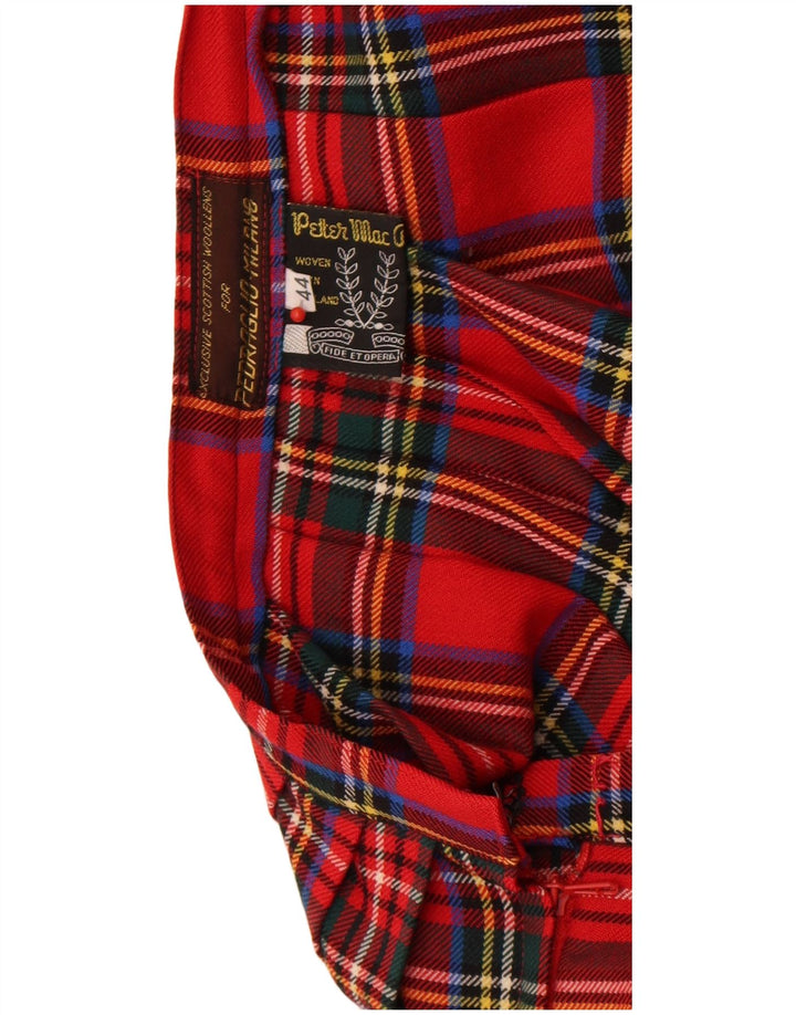 vintage Femme Mini Jupe Plissée IT 44 Moyen W26 Rouge Check Nouvelle Laine