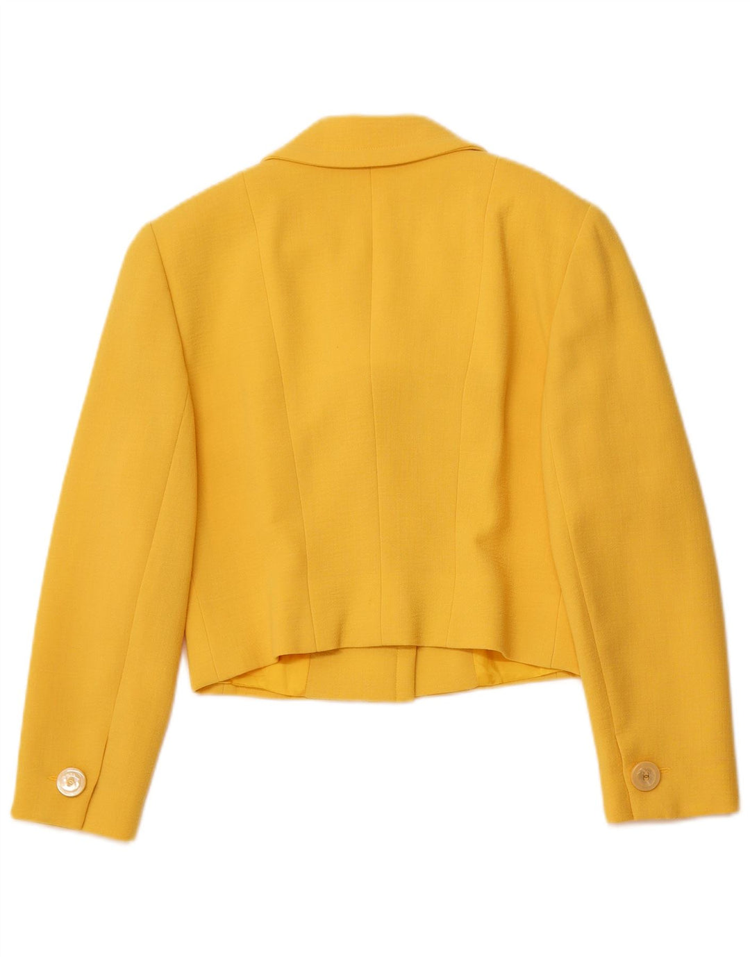 VINTAGE Ensemble jupe 2 pièces 4 boutons pour femme IT 44 Medium W26 laine jaune