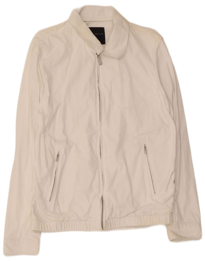 Sergio Tacchini Veste Bomber Homme UK 40 Grand Coton Blanc