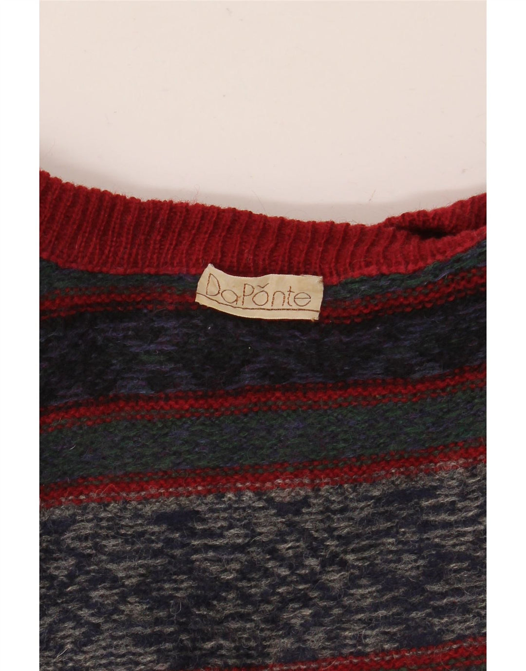 VINTAGE Pull col rond pour homme moyen multicolore Fair Isle