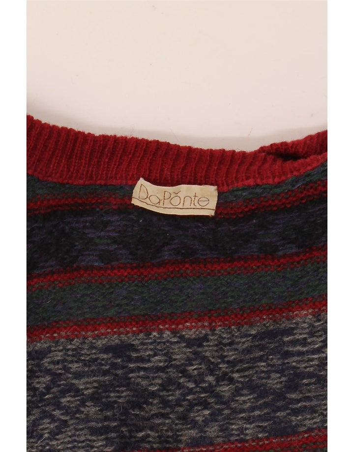 VINTAGE Pull col rond pour homme moyen multicolore Fair Isle