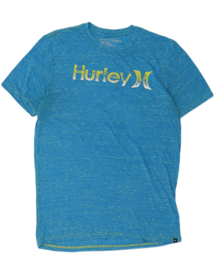 Hurley Mens Graphic T-Shirt Top Large Bleu Moucheté Coton