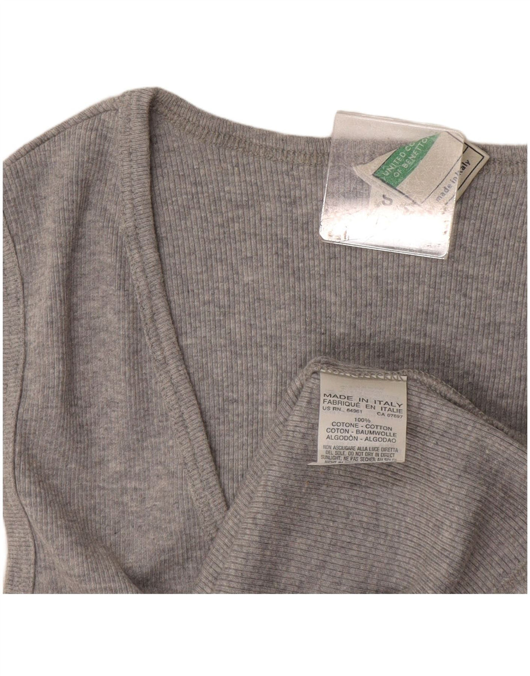 Benetton Débardeur Femme UK 10 Petit Gris Coton