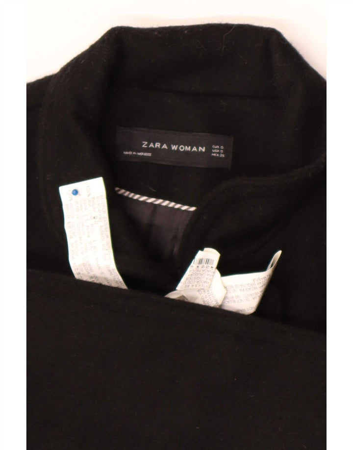 Zara Manteau croisé pour femme UK 10 Petite laine noire