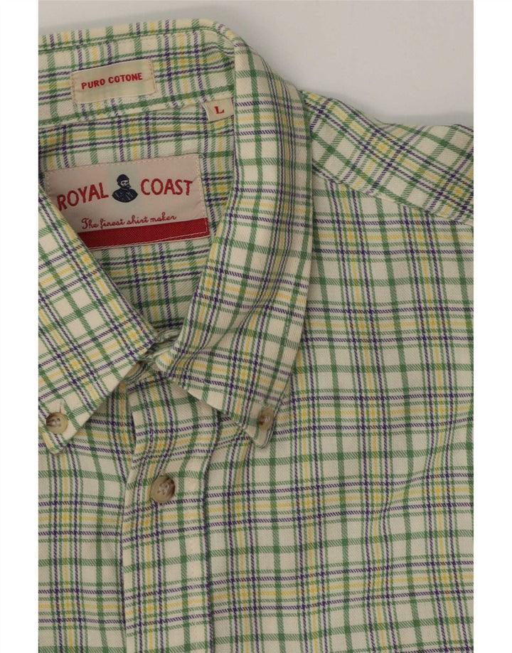 Royal Coast Chemise Homme Grand Carreau Vert Coton