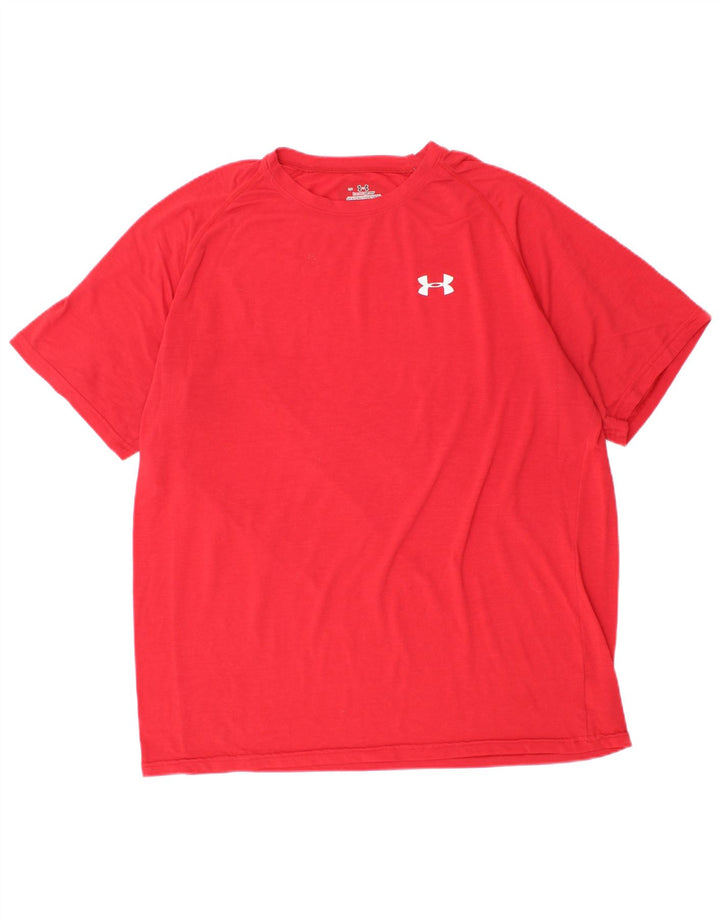 UNDER ARMOUR T-shirt Heat Gear pour hommes, grand rouge, en polyester