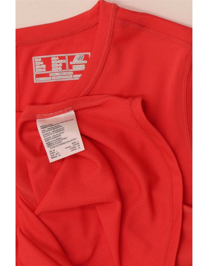 New Balance T-Shirt Femme Top UK 14 Large Rouge Polyester