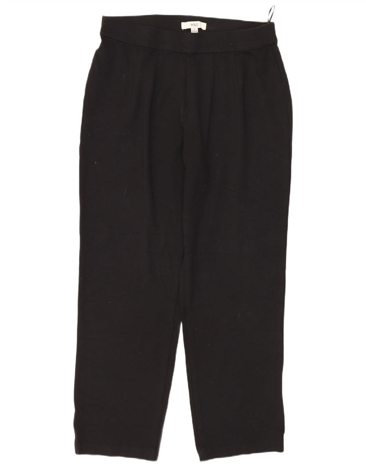 MARKS & SPENCER Pantalon décontracté fuselé pour femme UK 14 Large W34 L28 Noir