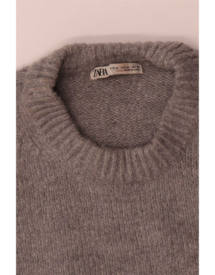 Zara Pull à col rond pour homme Gris moyen Polyester