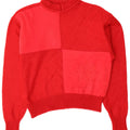 vintage Femmes Turtle Neck Jumper Pull UK 12 Medium Red Colourblock