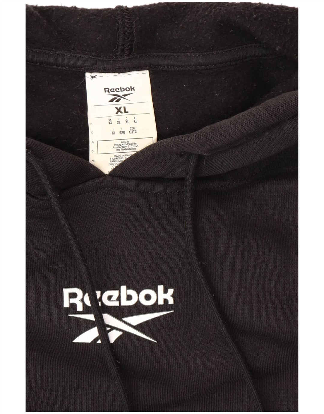 REEBOK Pull à capuche graphique pour homme XL Noir Coton