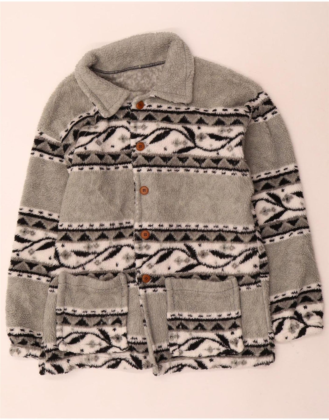 Veste polaire homme vintage UK 38 gris moyen Fair Isle