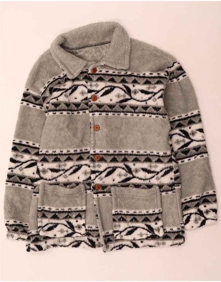 Veste polaire homme vintage UK 38 gris moyen Fair Isle