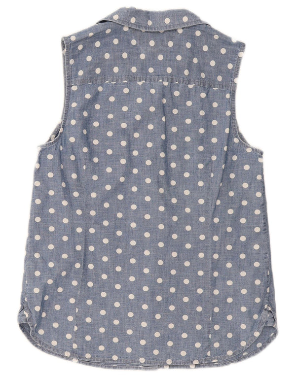 Tommy Hilfiger Chemise sans manches pour femme UK 10 Petit coton bleu à pois