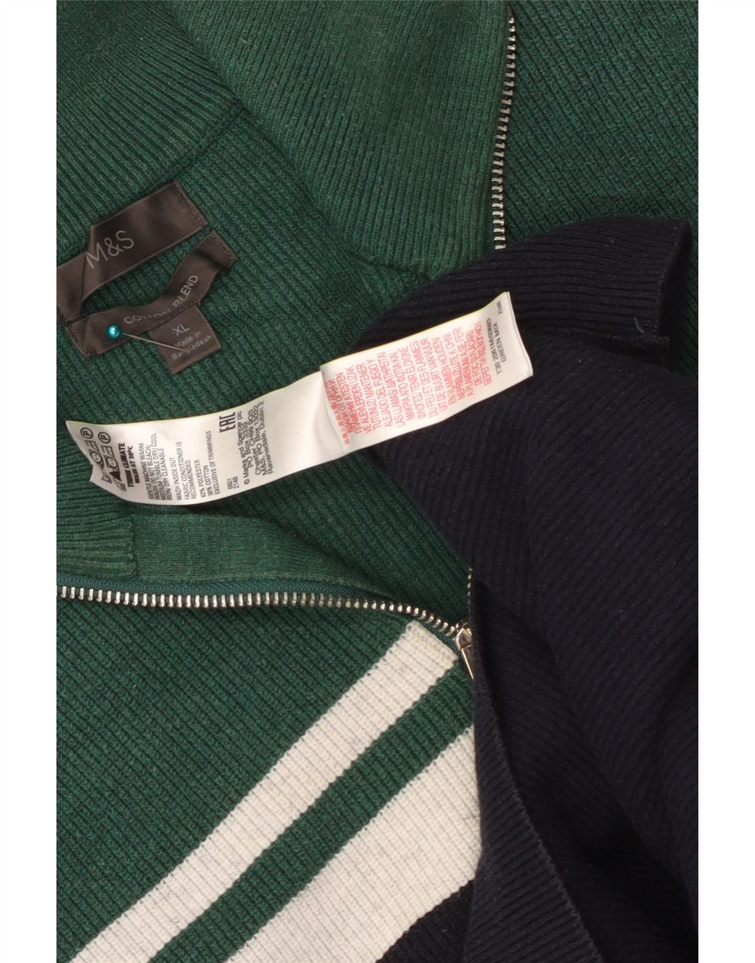 Marks & Spencer Pull col zippé pour homme XL Bleu marine Colourblock
