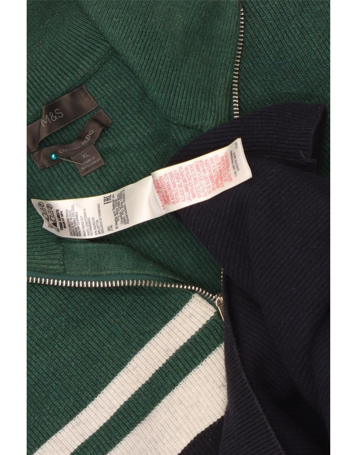 Marks & Spencer Pull col zippé pour homme XL Bleu marine Colourblock