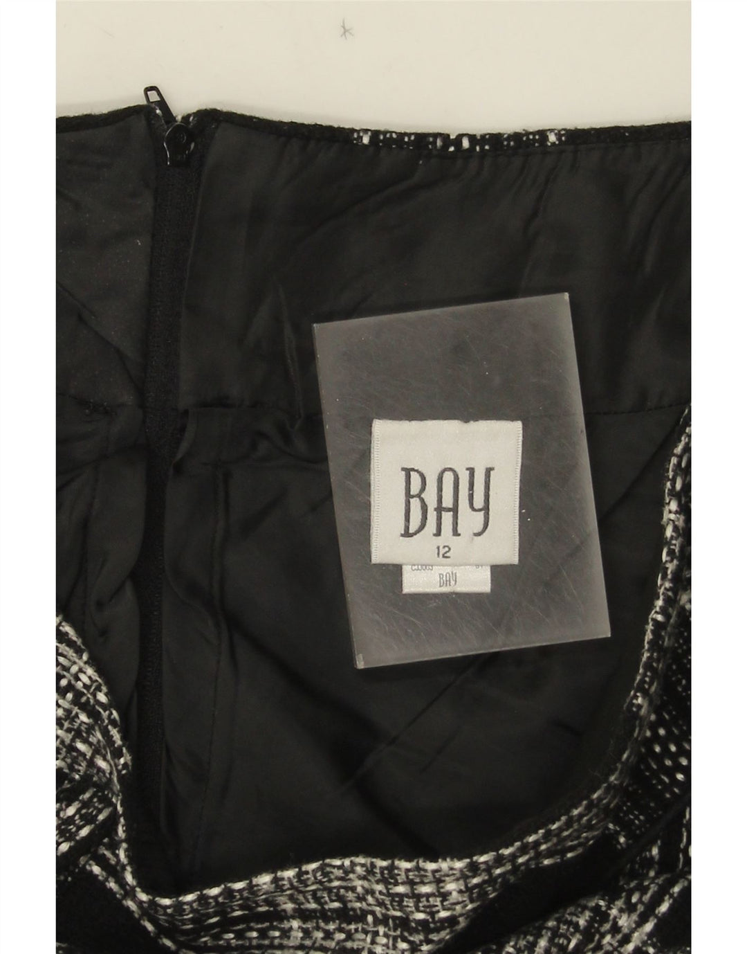 Bay Jupe trapèze pour femme UK 12 Medium W30 Acrylique à carreaux noirs