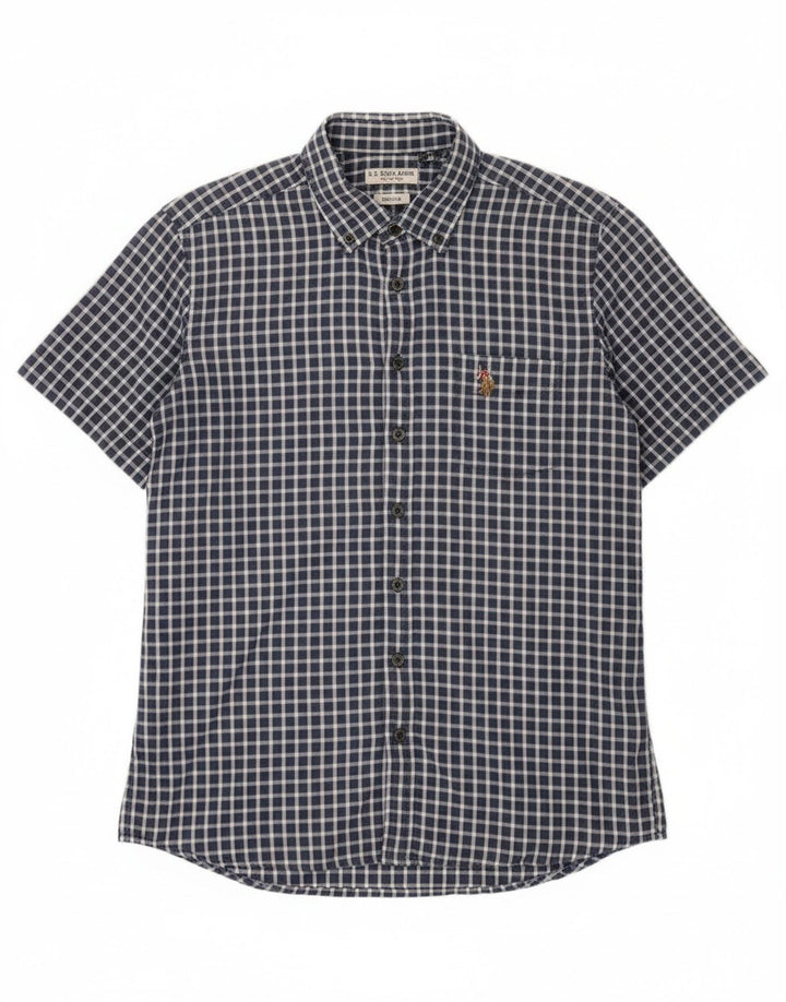 U.S. Polo Assn. Chemise régulière à manches courtes pour hommes, grand vichy bleu marine