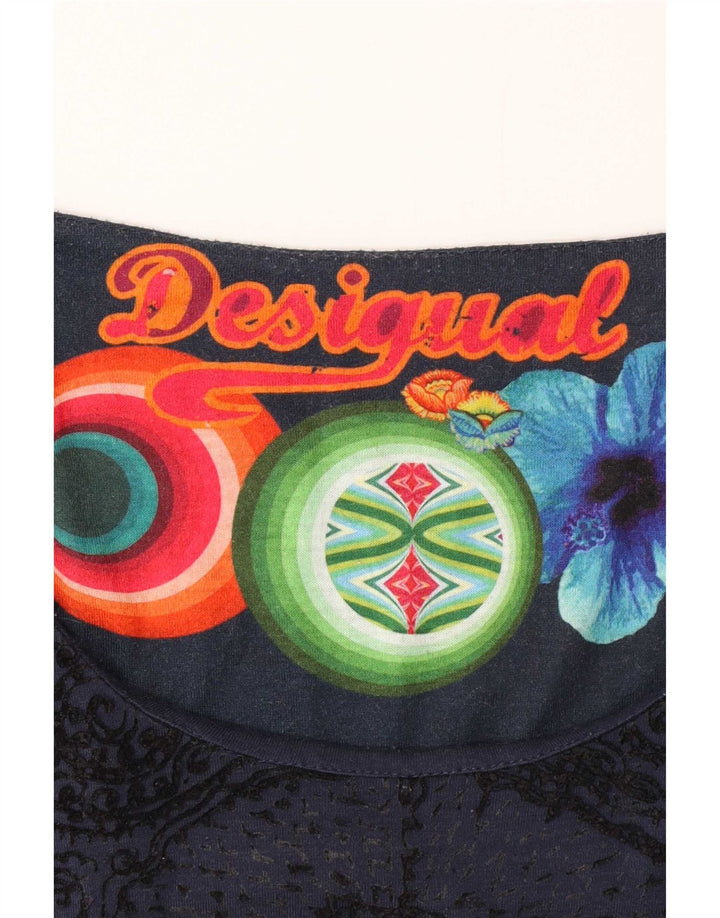 Desigual Robe droite graphique à manches longues pour femme Bleu moyen en viscose florale