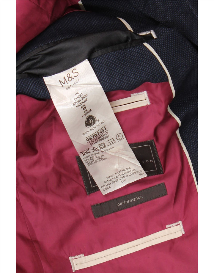 Marks & Spencer Veste blazer à 2 boutons pour homme UK 38 en laine bleu marine moyen