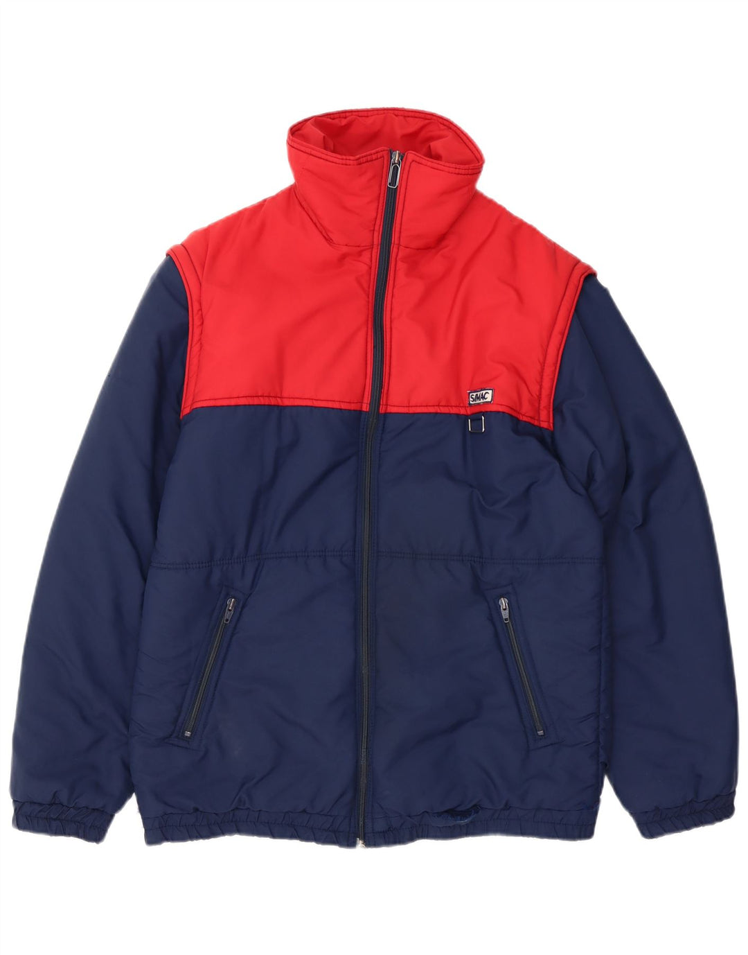 VINTAGE Veste rembourrée homme UK 38 Medium Navy Blue Colourblock Polyamide