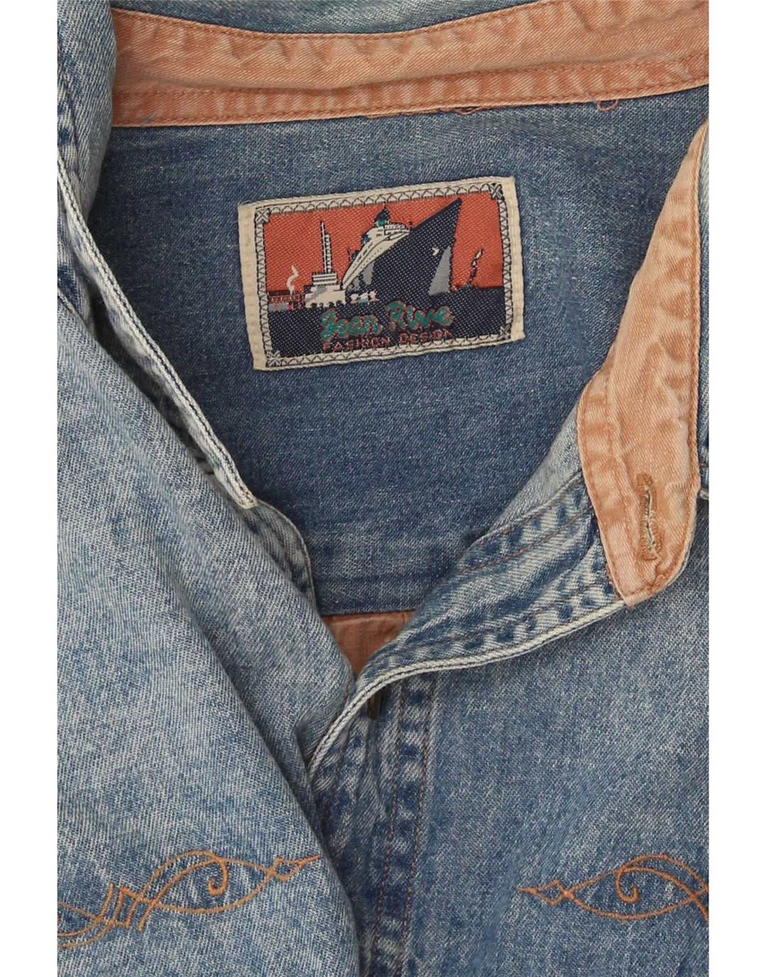 Jean Rive Chemise En Jean XL Bleu Colorblock Homme