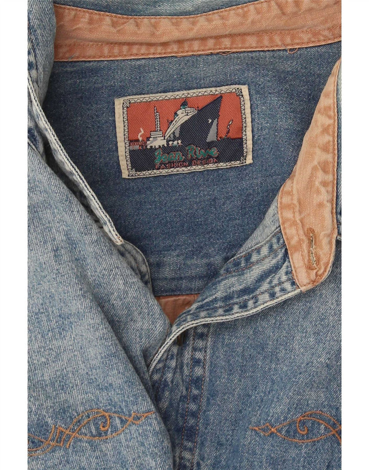 Jean Rive Chemise En Jean XL Bleu Colorblock Homme