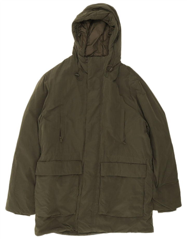 Zara Manteau matelassé à capuche pour homme UK 40 Large Vert
